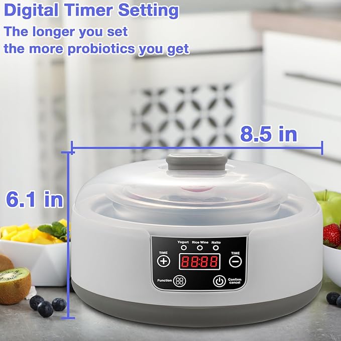 Yogurt Maker 3-in-1 Smart Yogurt Maker Machine with Temperature Control-Probiotic Yogurt, Rice Wine & Natto Fermenter for Healthy Homemade Foods(Basic)