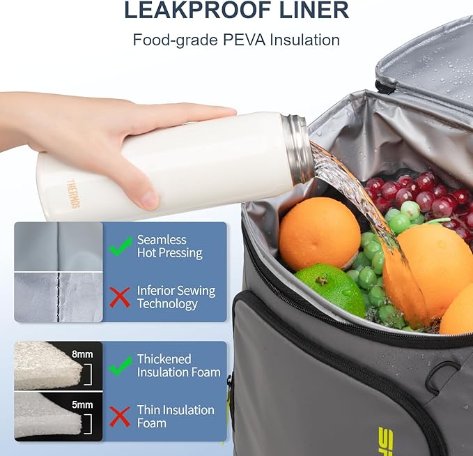 Backpack Cooler Insulated Leak Proof 33/49 Cans, 2 Insulated Compartments Thermal Bag, Portable Lightweight Beach Travel Camping Lunch Backpack for Men and Women