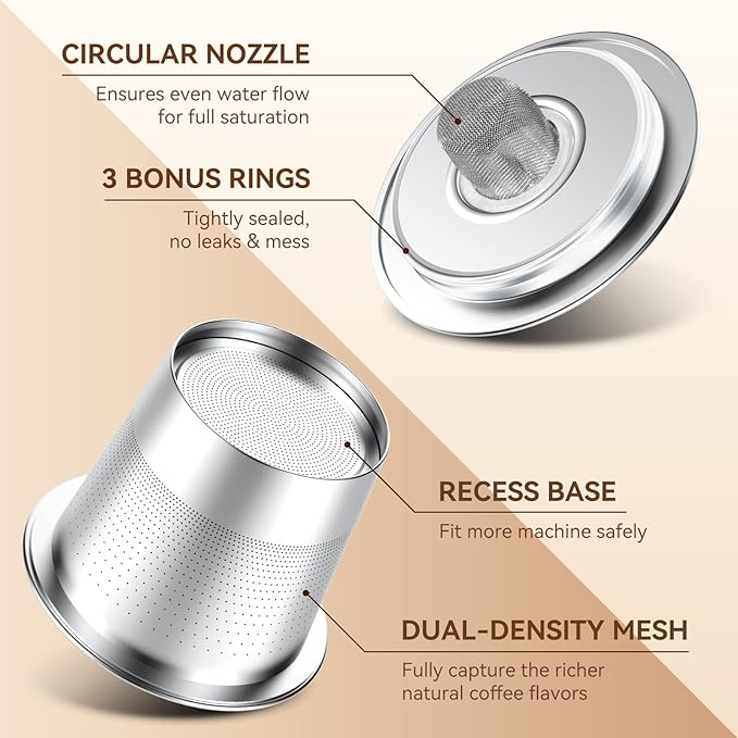 CAPMESSO Reusable K Cups Coffee Pods for Keurig 1.0: Stainless Steel Refillable K Cup - Reusable Coffee Filter for Keurig 1.0 Coffee Maker, Permanent, Eco-Friendly, Innovative Design(4 Pack)