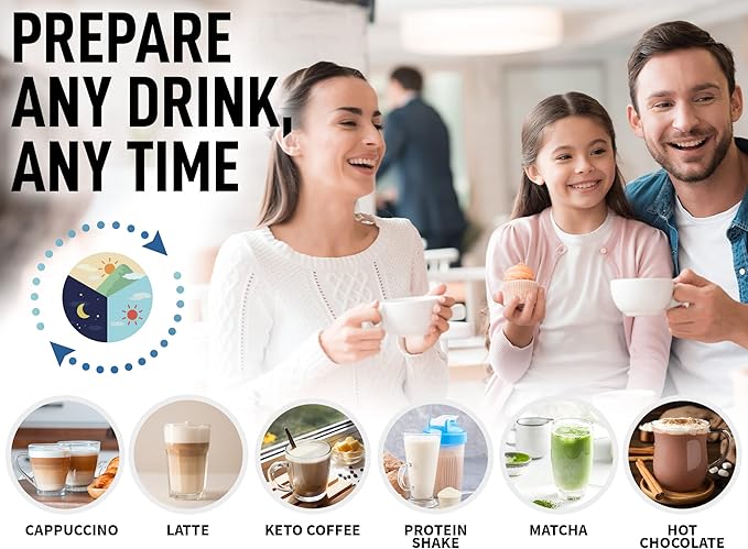 Zulay Powerful Milk Frother for Coffee with Powerful Motor - Handheld Frother Electric Whisk, Milk Foamer, Mini Mixer and Coffee Blender Frother for Frappe, Latte, Matcha, No Stand - Storm