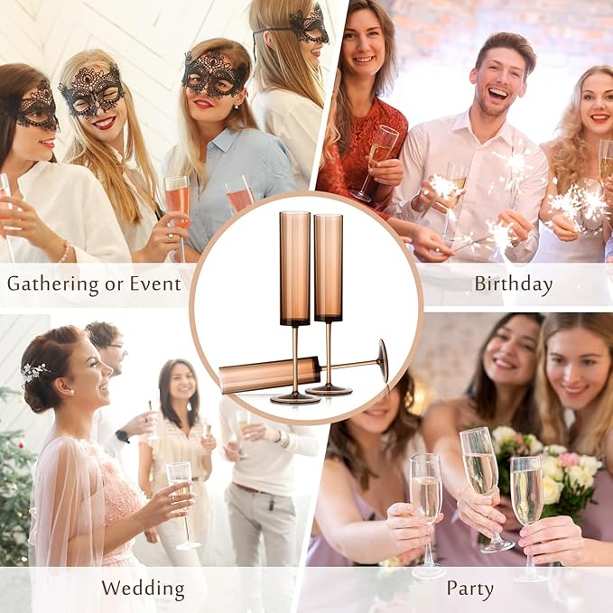 12 Pack Acrylic Orange Champagne Glasses Dark Orange Wine Glasses Terracotta Champagne Flutes Champagne Flutes Goblets for Wedding Reception Cocktail Cups Wedding Toasting Glasses Terracotta Decor