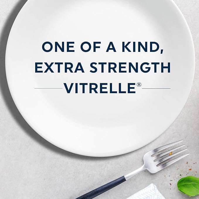 Corelle Vitrelle 8-Piece Dinner Plates Set Triple Layer Glass and Chip Resistant, Lightweight Round Plates, Winter Frost White