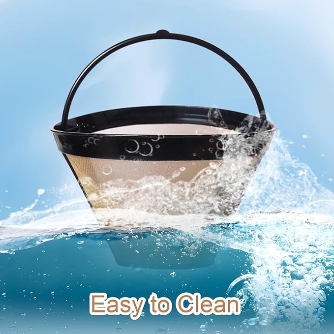 2Pcs Reusable Coffee Filter Basket, No.4 Cone Coffee Maker Filters, for Ninja and Cuisinart Coffee Maker Machines Brewers Filter Replacement