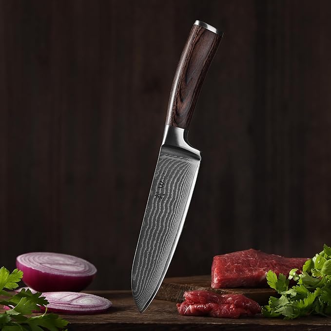 Wakoli EDIB 4-Piece Damascus Knife Set – Professional Japanese Style Kitchen Knives | Genuine Damascus Steel Blades with VG10 Core | Ergonomic Pakkawood Handles | Premium Chef Knife Gift Set