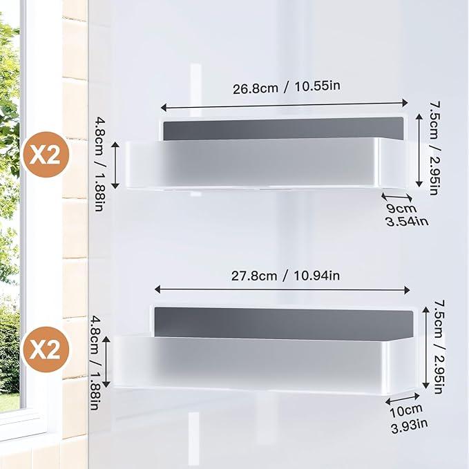 Magnetic Spice Rack for Refrigerator, Kitchen Organizer and Storage Shelf, Clear(4 Pack)