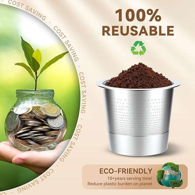 CAPMESSO Reusable K Cups Coffee Pods for Keurig 1.0: Stainless Steel Refillable K Cup - Reusable Coffee Filter for Keurig 1.0 Coffee Maker, Permanent, Eco-Friendly, Innovative Design(4 Pack)