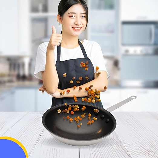FSE 8" Professional Aluminum Fry Pan, Non-Stick Open Skillet, 3.0 mm Thick Aluminum Construction