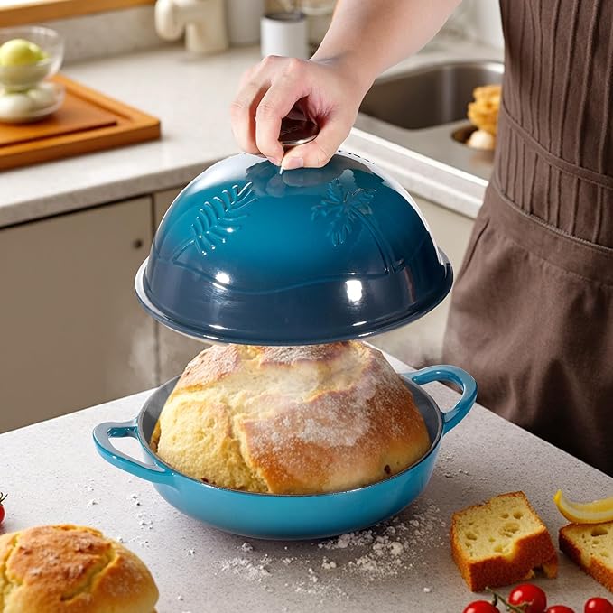 VEVOR Enameled Cast Iron Dutch Oven, 5 Quart Pot for Sourdough Bread Baking, Heavy-Duty Cookware Pan with Lid and Dual Handles, Oven Induction Compatible up to 500℉, for Cooking Roasting