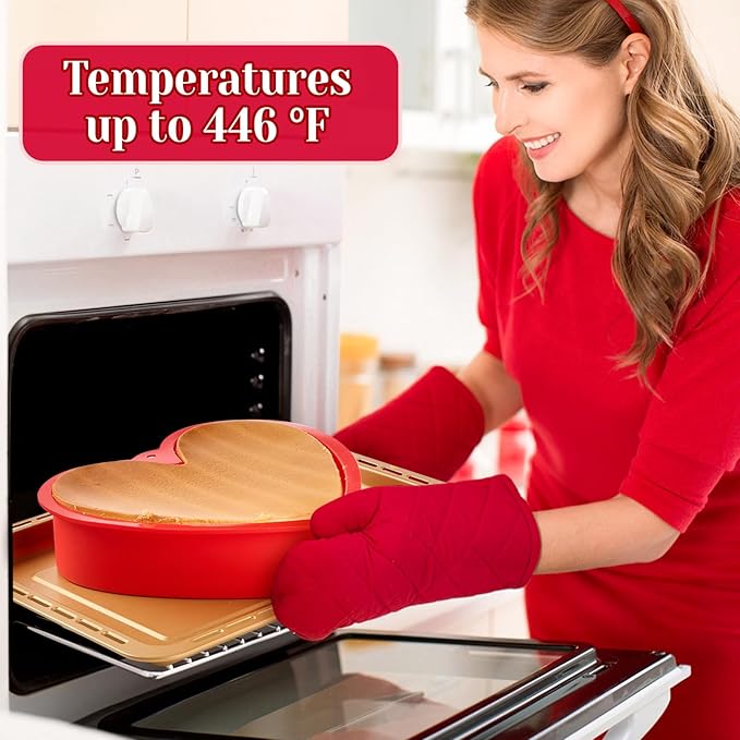 10 Inch Heart Shaped Cake Pans, 2 Pack Nonstick Large Heart Cake Molds Silicone Baking Molds for Cheesecakes, Chocolate Cakes, Brownies