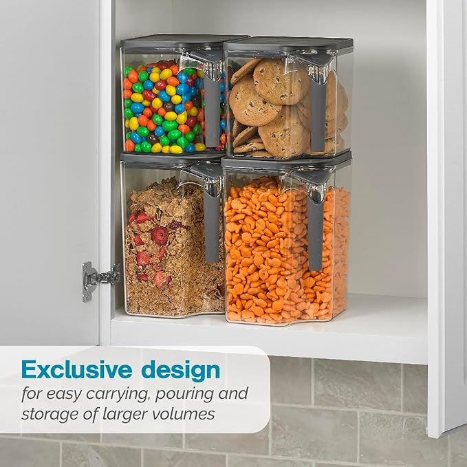 Polder Handle-It Canister, BPA-Free Plastic, Stackable Storage Canister, Air-Tight Food Storage Container, Canister for Kitchen Organization and Storage, 2.75-Quart