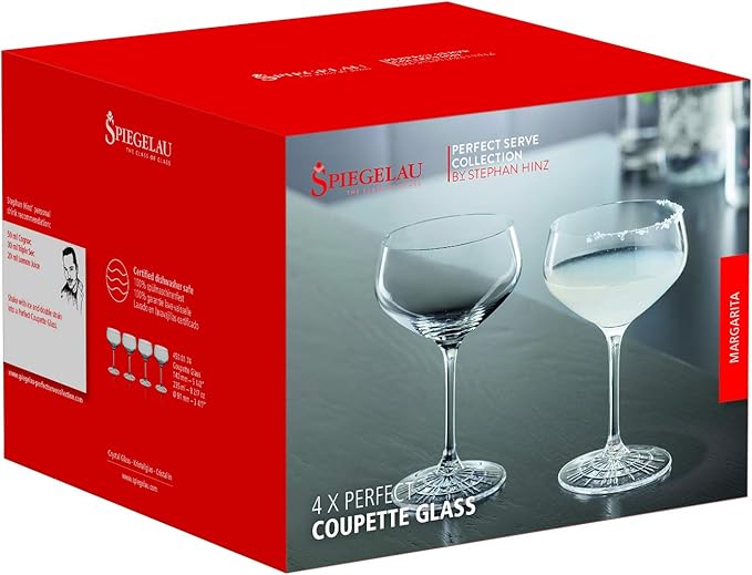 Spiegelau Prefect Coupette Cocktail Glasses, Coupe Martini Glasses, Stemmed Drinkware, European Crystal, Drinkware Glass Set of 4, 8.3 oz.