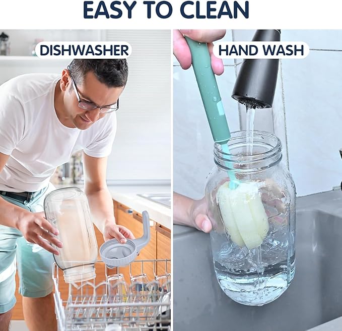 64oz Glass Pitcher with Lid, Wide Mouth Mason Jar Water Jug, Leak-Proof Airtight Mason Jar for Cold Brew Coffee, Iced Tea, Milk, Food Storage, Sun Tea Jug (Black)