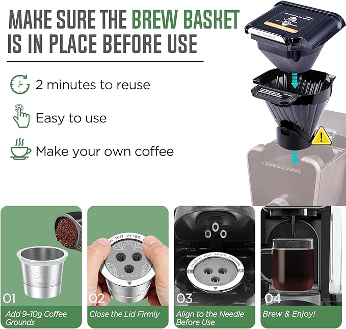 Ninja Reusable Coffee Pod: VIVI SKY Upgraded Stainless Steel Refillable Ninja K Cups - 3 Holes Coffee Filters For Ninja Coffee Maker CFP201 CFP301 CFP305 CFP307 CFP400 CFP300 (4 Pack)