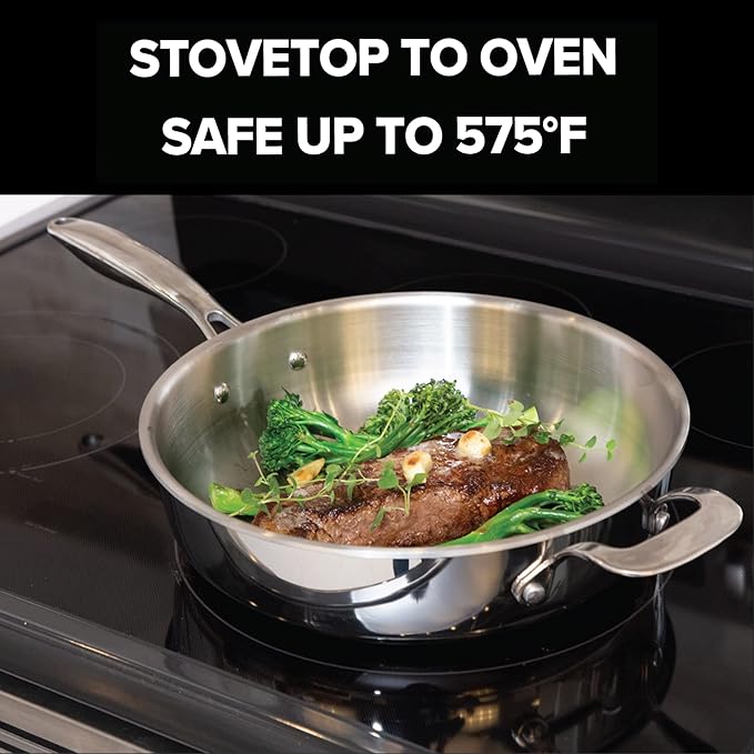 Nuwave Stainless Steel 9-Piece Pro-Smart Cookware Set, Space Saving Nestable Design, Heavy-Duty Tri-Ply, Dishwasher & Oven Safe, Ergonomic Stay-Cool Handles, Induction-Ready & Works on All Cooktops