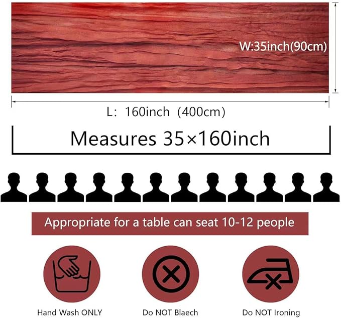 12 Pcs Terracotta Cheesecloth Table Runner 13ft Boho Gauze Cheesecloth Table Runner 160 inch Long for Christmas Wedding Bridal Baby Shower Birthday Table Decorations