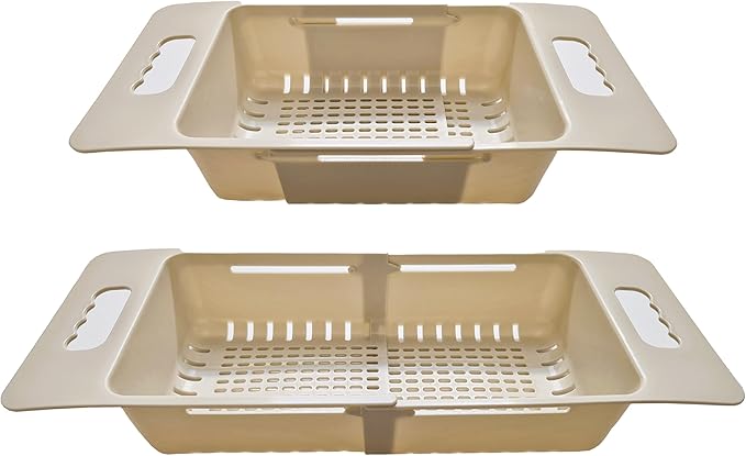 2-Pack Extendable Over the Sink Strainer Colander Basket, Expandable Collapsible Food Drainer, Wash Fruits and Vegetables, Drying Rack