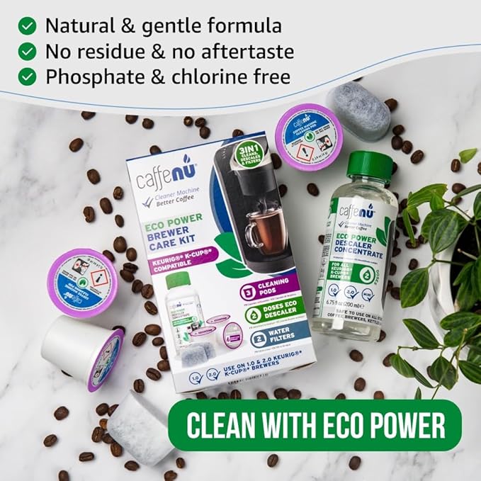 Keurig Compatible Descaling Solution Cleaner and Descaler Kit. 2 Uses Descaling Solution, 3 Cleaning Pods and 2 Filter Replacement. 3 Months Maintenance Kit. For Keurig 1.0 & 2.0