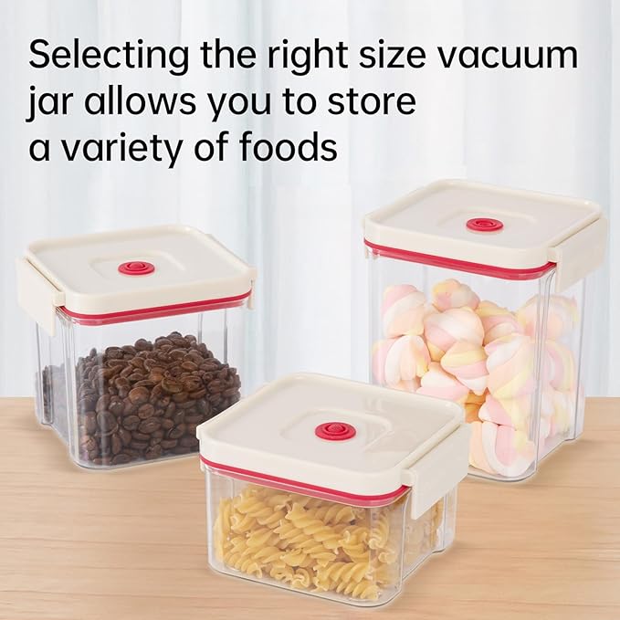 Vacuum Sealed Food Storage Containers with Air Valve (3-in-1 Set),Works With Handheld Vacuum Sealer Machine(Vacuum Sealer Not Included)
