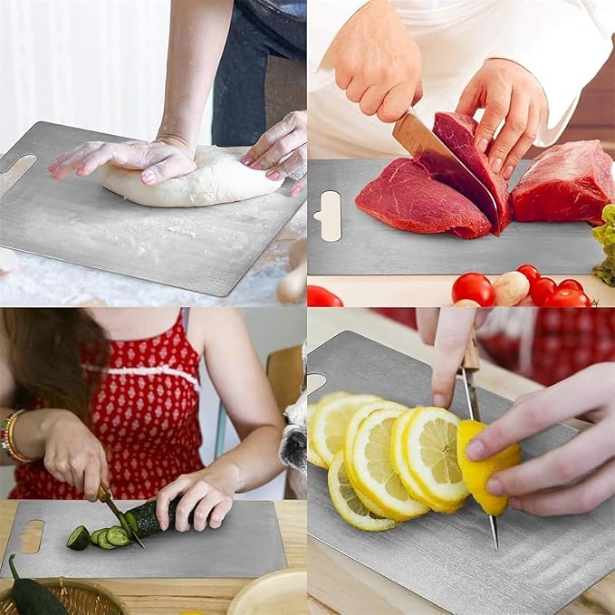 Titanium Cutting Board,100% Pure Titanium Cutting Boards for Kitchen, 2025 New Double Sided Food-Grade Chopping Board for Cutting Meat Vegetable Fruit (18"L x 12"W)