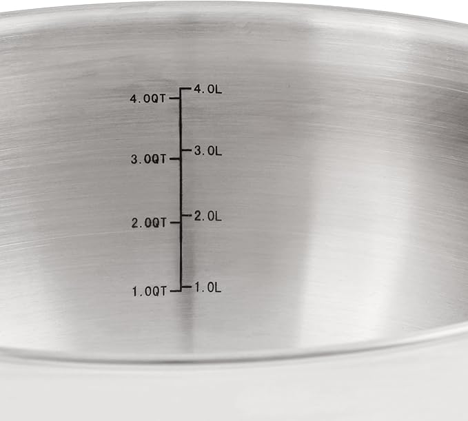 BergHOFF Belly Shape 18/10 Stainless Steel 9.5 inches Stockpot 5.5qt., Glass Lid with Steam Vent, Fast, Evenly Heat, Induction Cooktop Ready