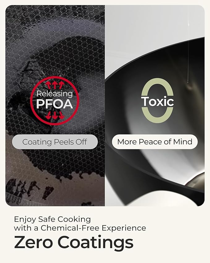 Carbon Steel Wok Pan - 11.8 Inch Pre-Seasoned Flat Bottom Chinese Woks & Stir Fry Pans with Lid, Lightweight Kitchen Cookware for All Stovetops, Gas, Electric, Gift Set for Women/Mom