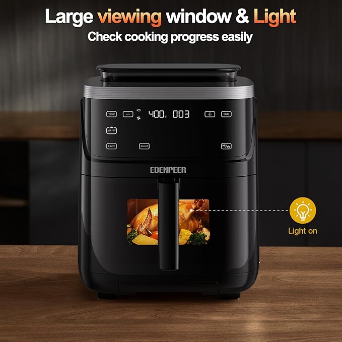 Steam Air Fryer, Non Toxic,12-IN-1 Large Air Fryers with Superior Airflow, Self-cleaning Smart Digital Fryer, Air Fry, Roast, Reheat, Dehydrate, Air Crisp Technology with 420F for Hot,7.5 QT