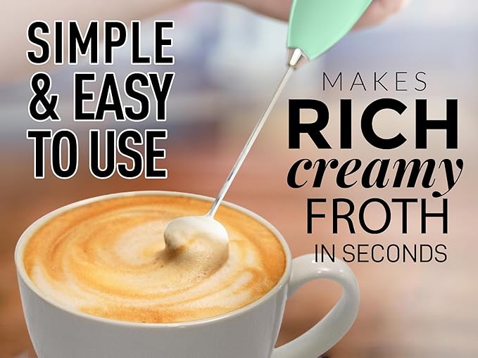 Zulay Powerful Milk Frother for Coffee with Powerful Motor - Handheld Frother Electric Whisk, Milk Foamer, Mini Mixer and Coffee Blender Frother for Latte, Matcha, No Stand - Ocean Spray