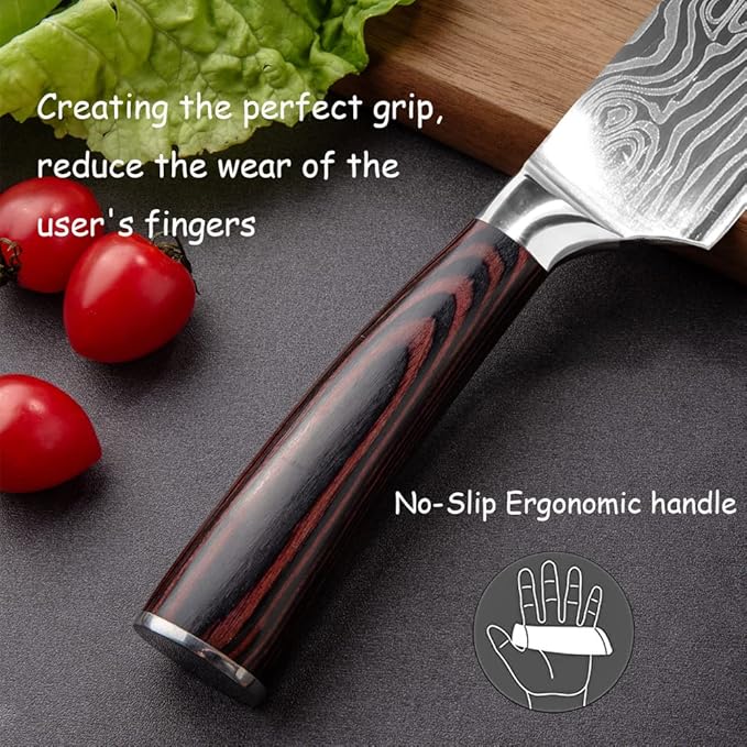 Chef Knife, Professional 8 Inch Kitchen Knife, High Carbon German Steel Ultra Sharp Knife with Ergonomic Handle, Japanese Chef's Knife Suit for Cooking & Cutting