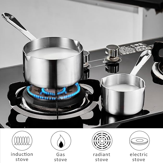 20 Ounce Kitchen Induction Stainless Steel Milk Pot Saucepan Oil Chocolate Sauce Pan Butter Warmer Pot (600 ml)