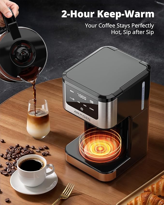 AIRMSEN 14-Cup Programmable Drip Coffee Maker – 1000W Fast Brewing Coffee Machine with Timer, Delay Start & 2H Keep-Warm, 73oz Tank, Touchscreen & Glass Carafe – Perfect for Home & Office Use