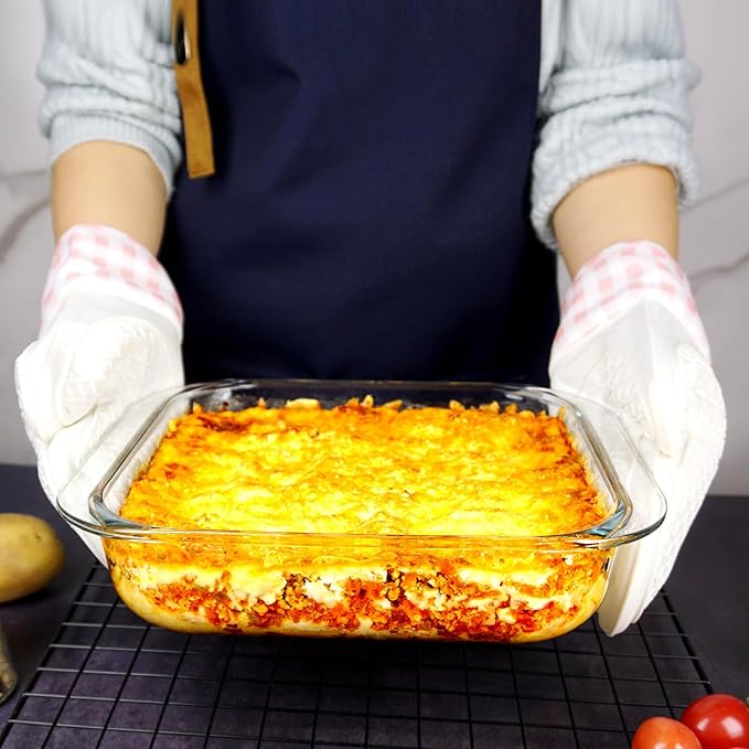 9×9in Square Glass Baking Dish, 2.4QT Glass Baking Pan, Baking Dishes for Oven
