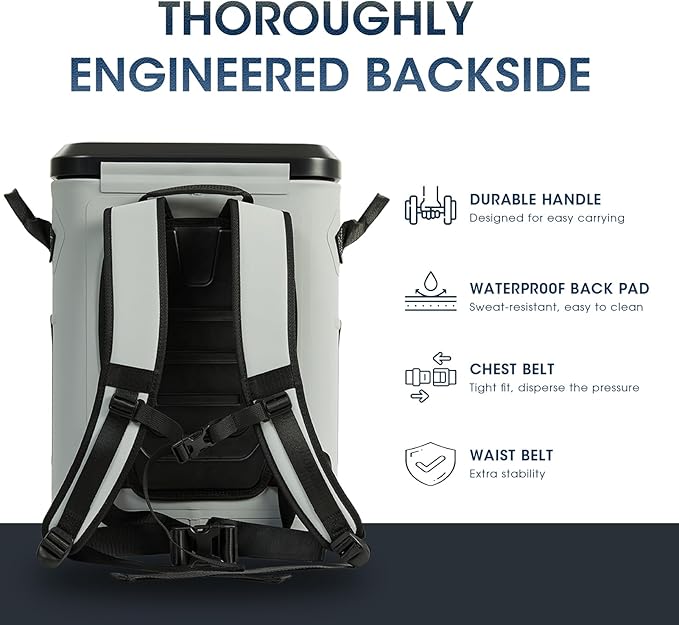 Magnetic Backpack Cooler Bag, Cold Retention Soft Coolers 30 Can Insulated Soft Sided Cooler with Waterproof Bag