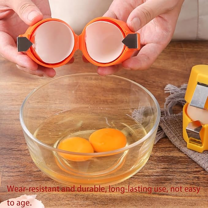 4Pcs Egg Shell Opener and Breaker - Multifunctional Cracker, Separator, Peeler, and Cutter Tool for Kitchen (Orange & Yellow)
