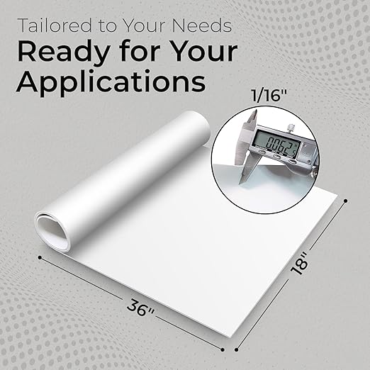 Exactly Rubber - White Silicone Sheet, 60A Durometer Silicone Mat, Food-Grade Rubber Mat with -80 to 450°F Temperature Resistance, 400% Elongation, Silicone Placemat Made in The USA, 1/16 x 18” x 36”