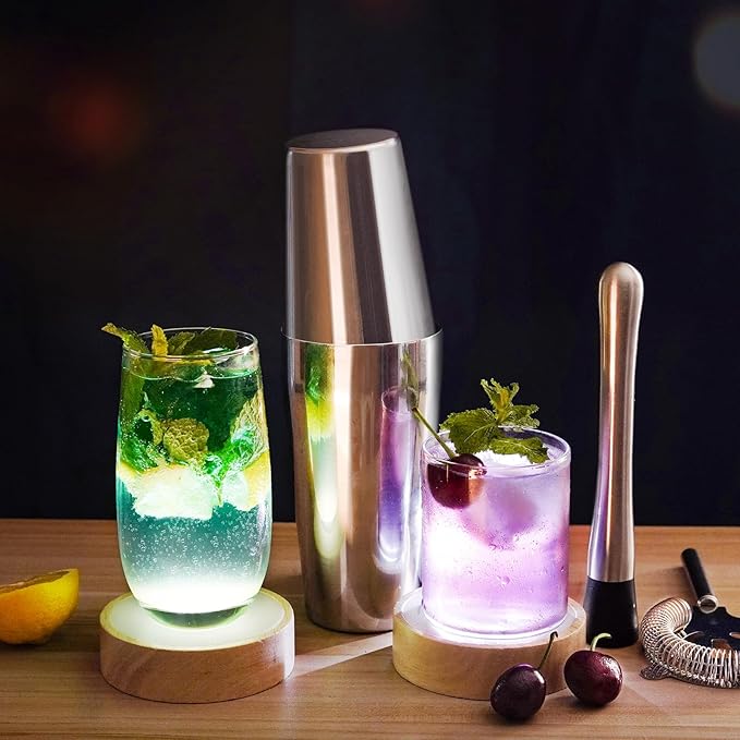 Mixology Bartender Kit, 4-Piece Pro Stainless Steel Cocktail Shaker Set, bar Set Cocktail Shaker Set, Cocktail Tin for Bartending
