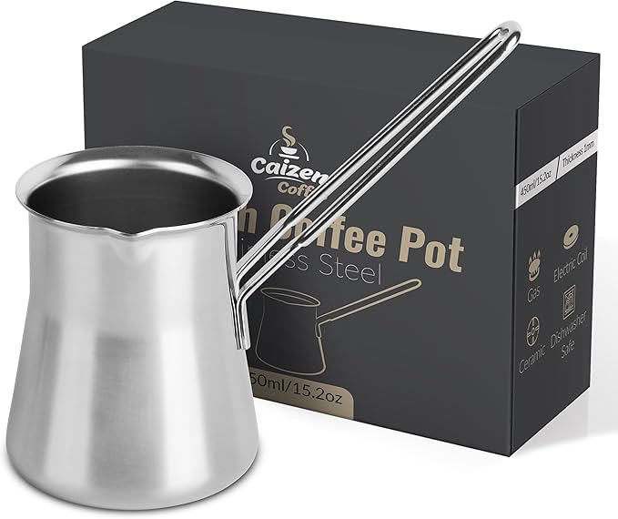 Quality Turkish Coffee Pot - Turkish Coffee Maker, Chai Pot, Arabic Coffee Pot, Briki Greek Coffee Pot, Greek Briki, Cezve, Ibrik (15oz)