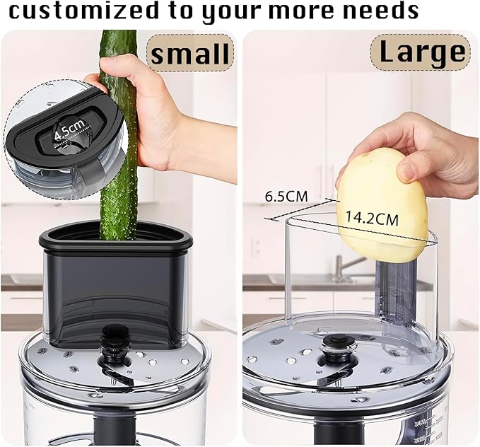 14 Cup Food Processor, French-Fry-Cutter, Blending, Mixing, Shredding, and Slicing, Meat and Vegetable Chopping, Doughing for Home Use, Mincing, and Pureeing,4 Speeds, Large Feed Chute,600W