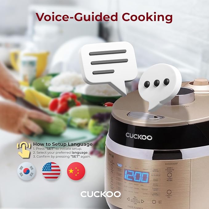 CUCKOO CRP-EHSS0309FG 3-Cup (Uncooked) / 6-Cup (Cooked) Induction Heating Pressure Rice Cooker with Nonstick Inner Pot, 16 Menu Modes, Fuzzy Logic Tech, 3 Voice Guide, Auto Clean (Gold)