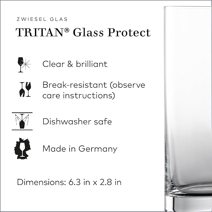 ZWIESEL GLAS Paris Iceberg Long Drink Glass 16.5 Ounce (Set of 6), Drinking Glasses for Long Drinks, Dishwasher-Safe Tritan Crystal Glasses, Made in Germany