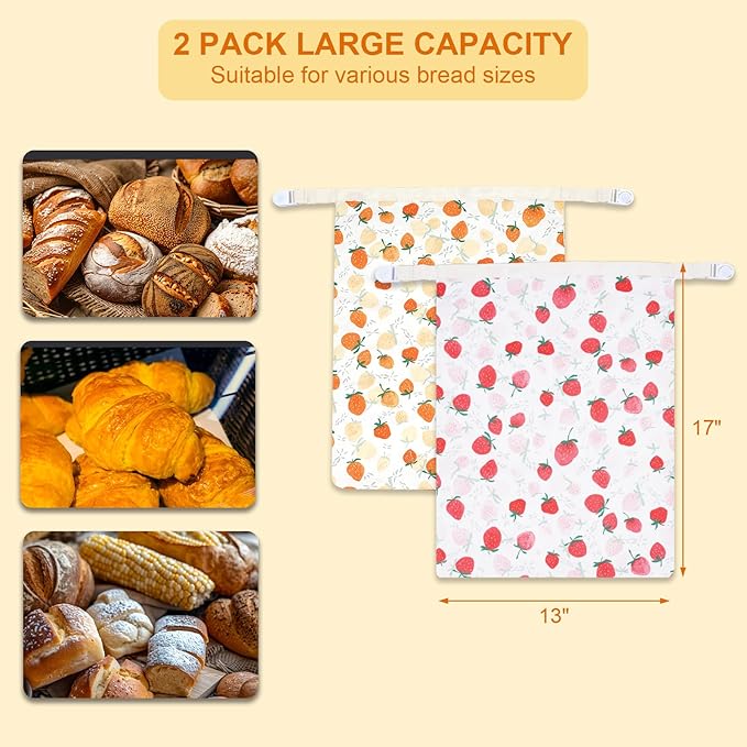Beeswax Bread Bags for Sourdough, Large Reusable Beeswax Bags for Homemade Breads, 2 Pack Sourdough Bread Baking Supplies Bees Wax Bag for Food Storage Keep Fresh