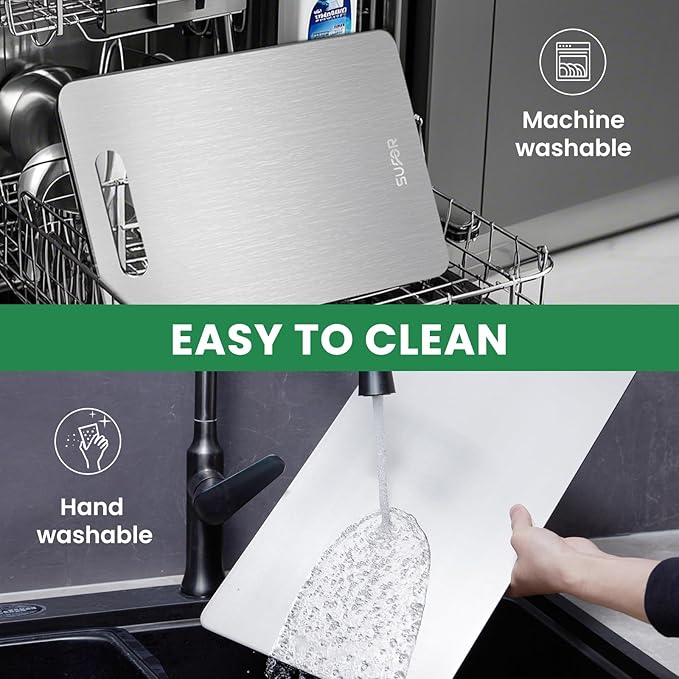 2 Pack Titanium Cutting Board - 100% Pure Titanium Cutting Boards For Kitche,Easy to clean, Double-sided food-grade Cutting Board For Cutting Meats, Fruits And Vegetables,13 * 9