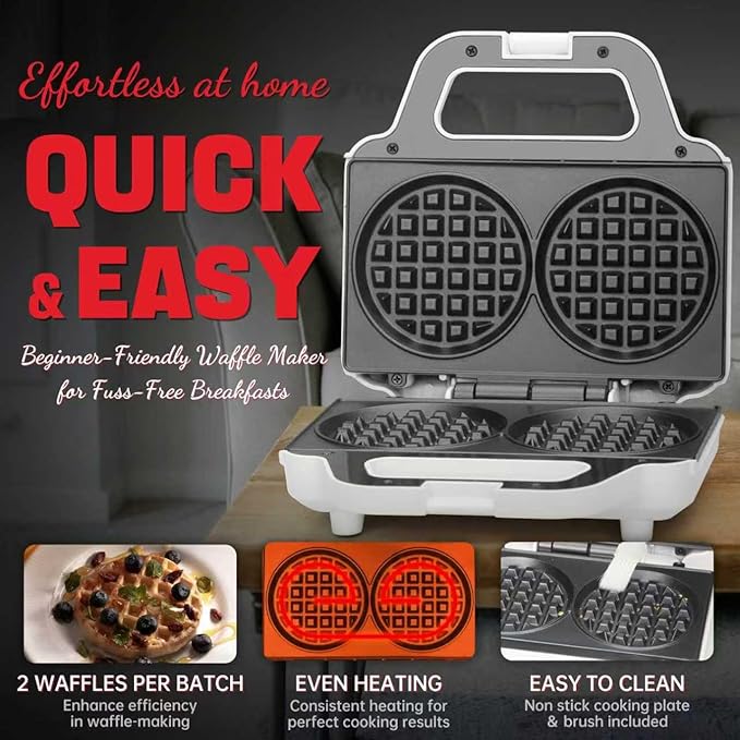 4 Inch Double Mini Waffle Maker Machine, Chaffle Maker, Waflera Electrica, Small Waffle Iron for Waffles, Keto Chaffles, Hash Browns, Cookies, Non-stick Plates