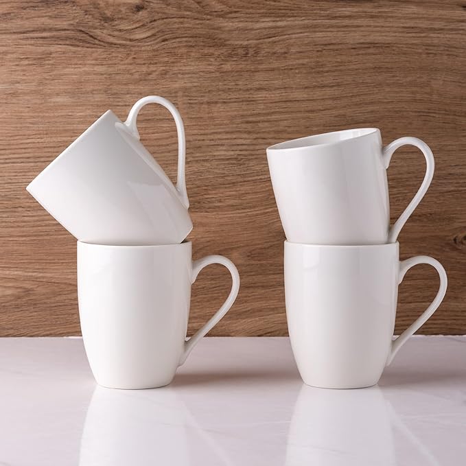 GBHOME 12 oz Coffee Mugs Set of 6, Off White Mugs with Large Handle for Man, Woman, Dad, Mom, Light Weight Coffee Mugs for Latte/Cappuccino/Cocoa/Milk, Dishwasher & Microwave Safe