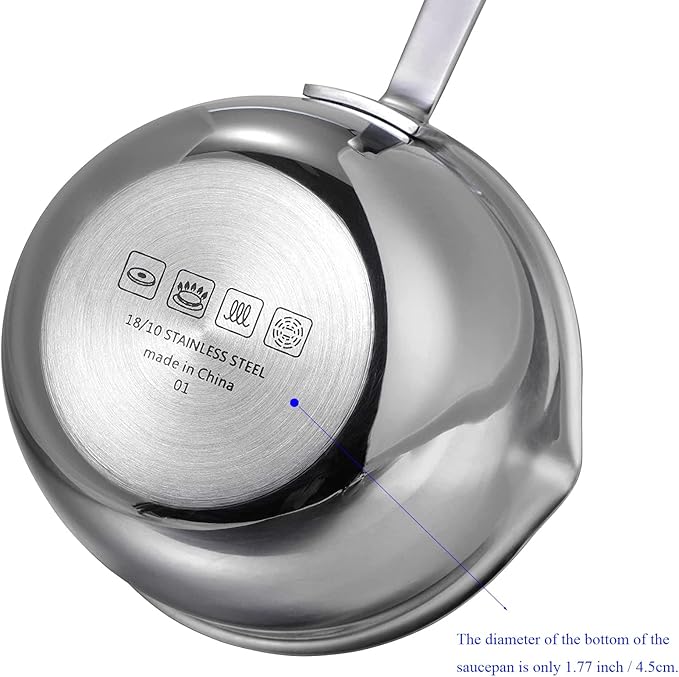 6.76 Oz Mini Butter Warmer Stainless Steel Small Melting Pot For Stove Top 0.2 Quart