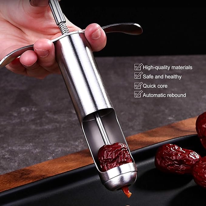 Cherry Pitter, Stainless Steel Fruit Pit Remover for Cherry Jam, Cherries Corer Pitter Tool for Home Kitchen, Pear, Cherry, Jujube and Red Date