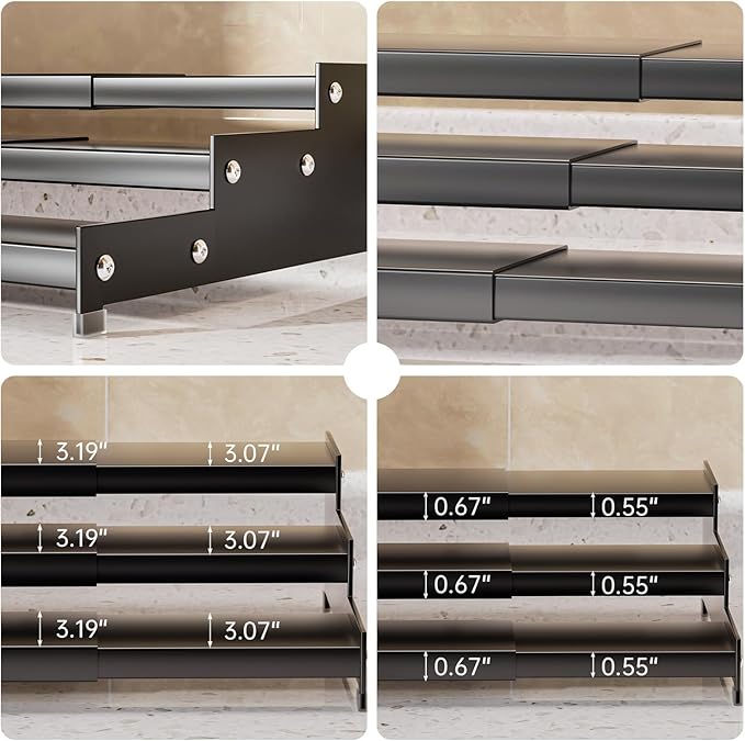 Premium Spice Rack Organizer for Countertops - tiered spice rack organizer for cabinet,spice jars, oil bottles and utensils 1 Pack Grey (modern rust-resistant design)