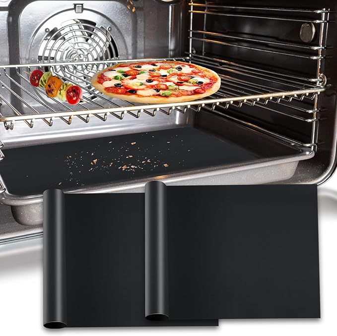 Oven Liners for Bottom of Electric & Gas Oven - Heavy Duty Nonstick Mat, 2 Pack, 16x24 Inch