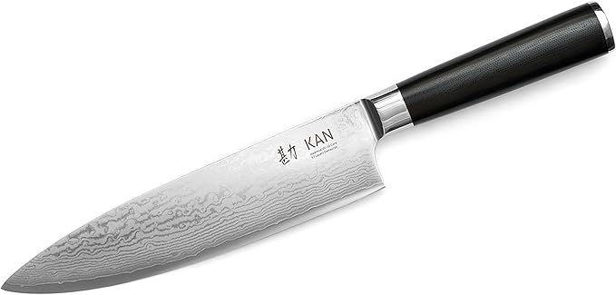 KAN Core Professional Chef Knife 8-inch VG-10 67 layers Damascus Ambidextrous (Non-hammered Japanese VG-10 blade, G10 handle)