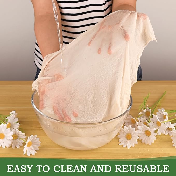 WMKGG Cheese Cloth, 9 PCS,20x20 Inch, Precut Cheesecloth for Straining, Hemmed 4 Edges, Grade 100, Reusable Unbleached Fine Mesh Cotton for Cooking, Juicing, Cheese Making, Baking, Yogurt