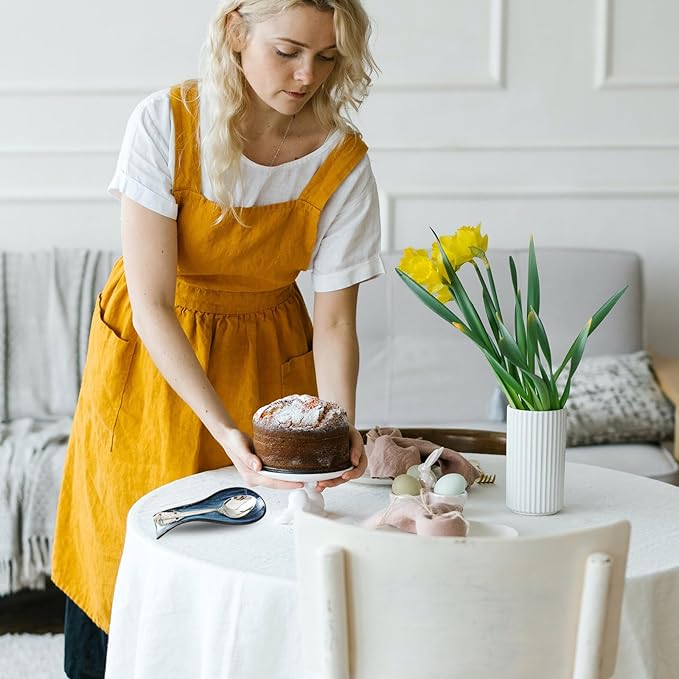 Hasense Ceramic Spoon Rest Set of 2 for Stove Top, Porcelain Spoon Holder for Kitchen Counter Cooking Utensil Home Decor, Kitchen Spatula Holders for Spoons, Ladles and Tongs, Navy